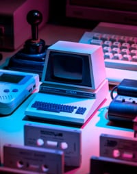 a picture of old retro pcs