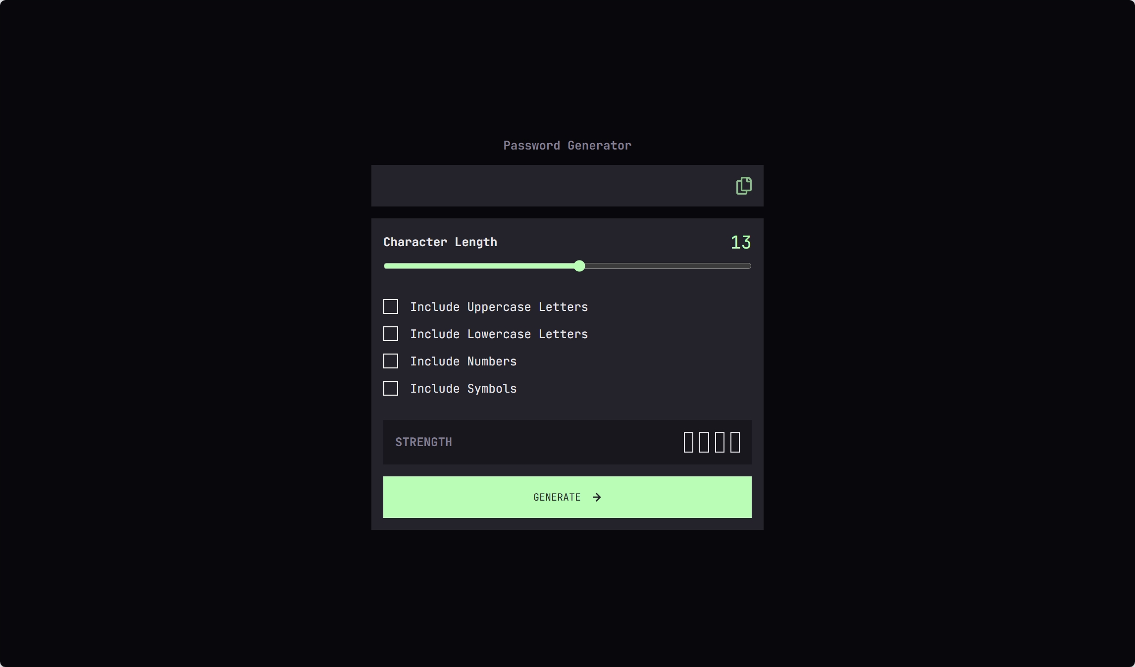 Password generator app interface