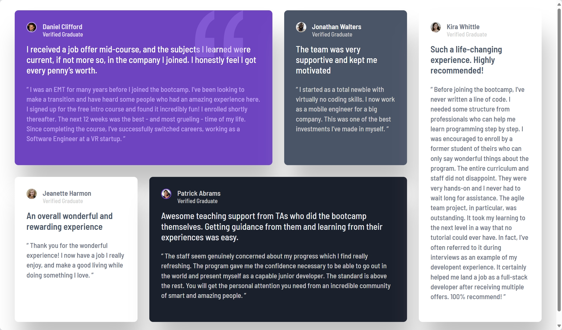 Testimonials Grid screenshot